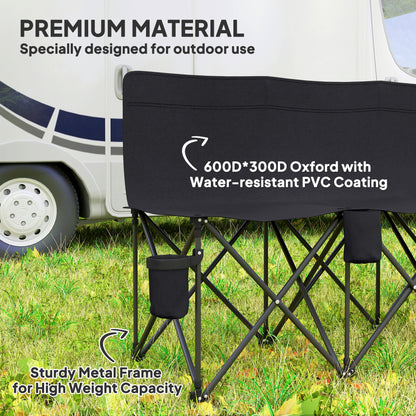 6 Seat Folding Camping Chair with Cup Holder and Carrying Case for Camping, Picnic, Sport Events, Black