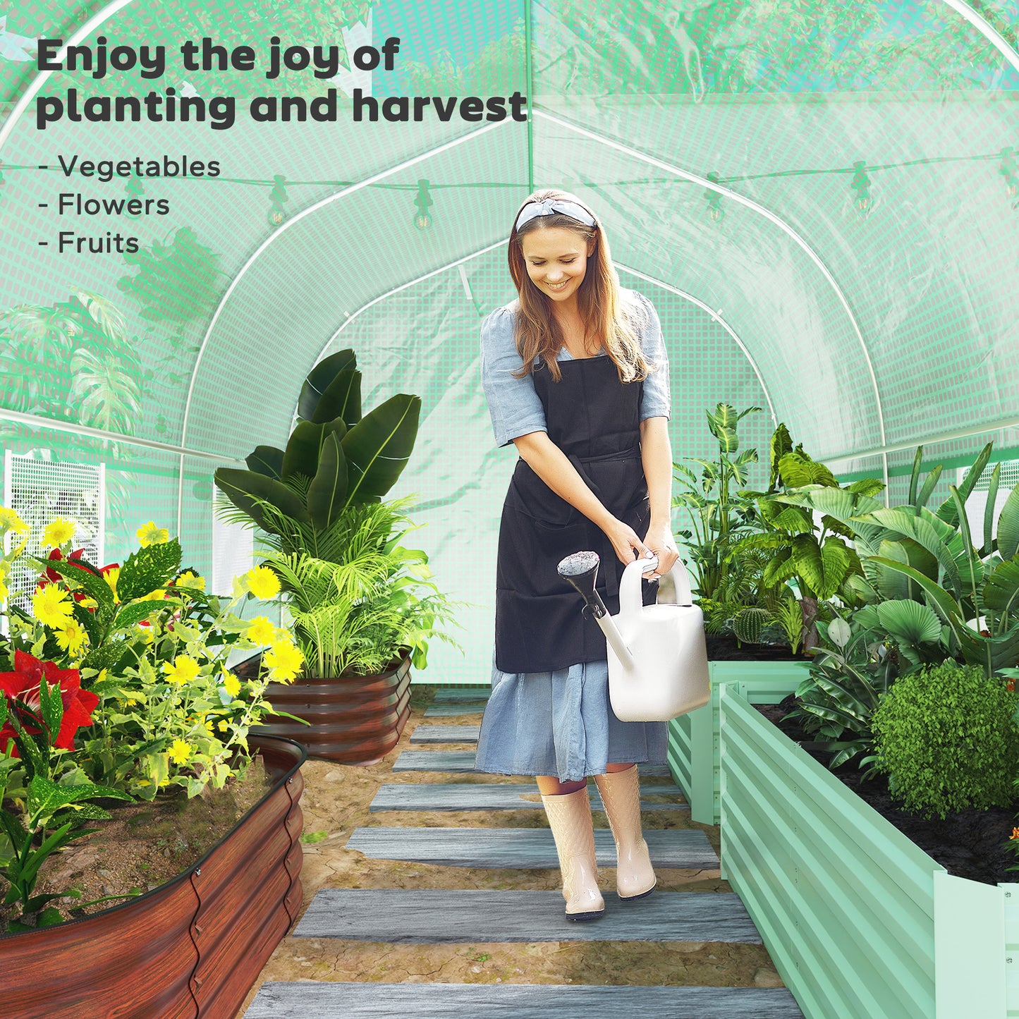 6.6' x 11' x 7' Portable Walk-In Tunnel Greenhouse, Garden Plant Growing Warm House, Outdoor Seed Flower Vegetable Growt