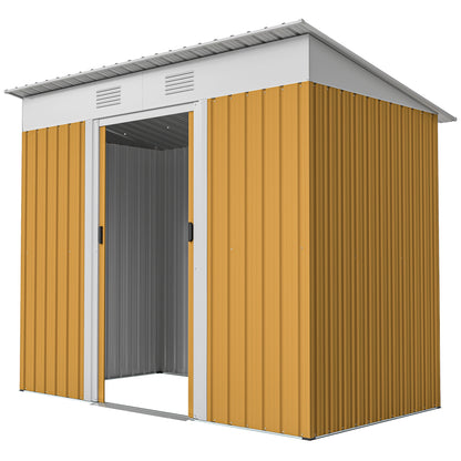 7' x 4' Outdoor Storage Shed, Metal Garden Tool Storage House Organizer with Lockable Sliding Doors and Vents for Backya