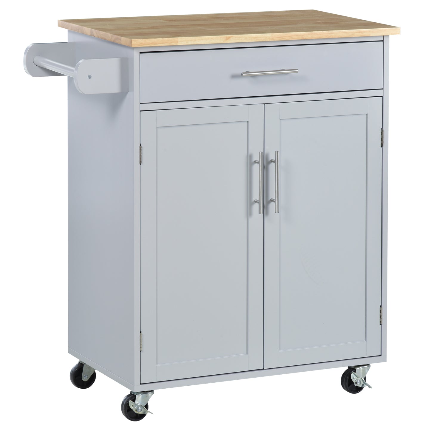Rolling Kitchen Island Cart with Wood Top, Enough Storage Drawer Space with Towel Bar Rack Shelves, Portable Kitchen Uti