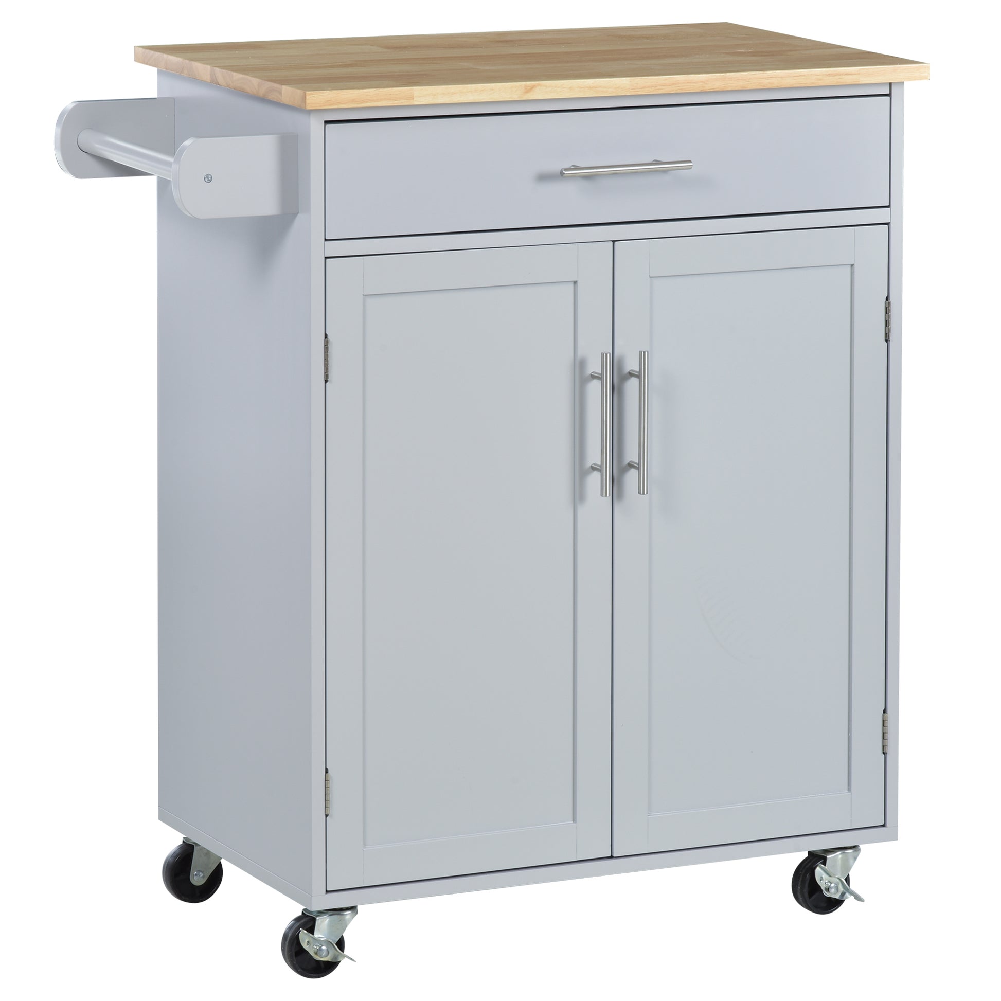 Rolling Kitchen Island Cart with Wood Top, Enough Storage Drawer Space with Towel Bar Rack Shelves, Portable Kitchen Uti