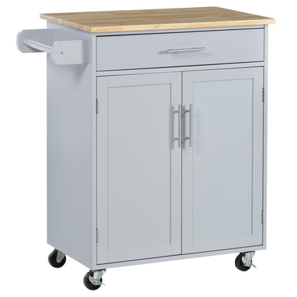 Rolling Kitchen Island Cart with Wood Top, Enough Storage Drawer Space with Towel Bar Rack Shelves, Portable Kitchen Uti