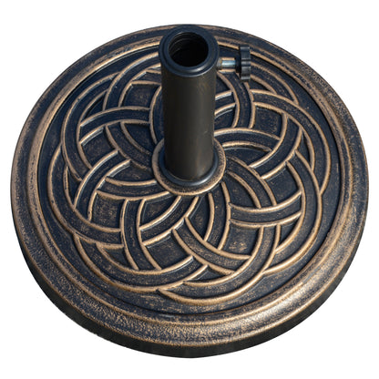 25 lb Heavy Duty Patio Umbrella Base, Round Market Umbrella Stand for Outdoor, Deck, Backyard, Garden, Bronze