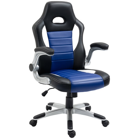 Racing Gaming Chair PU Leather Office Chair Executive Computer Desk Chair with Adjustable Height, Flip Up Armrest, Swive