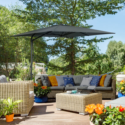 8FT Cantilever Patio Umbrella, Offset Patio Umbrella with Cross Base for Deck, Backyard, Pool and Garden, Hanging Umbrel