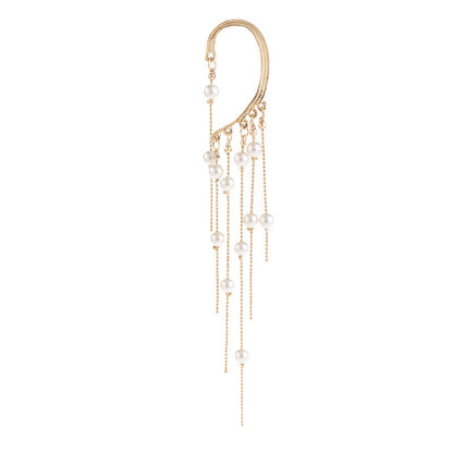 Long Thin And Thin Temperament Fringed Pearl Earrings