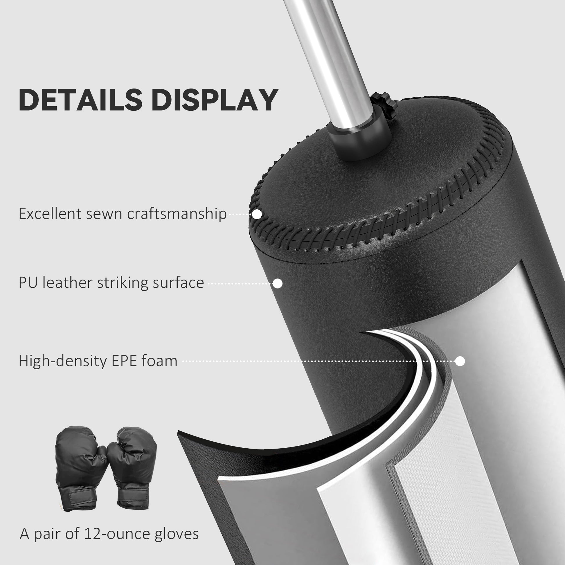 Soozier Freestanding Boxing Punch Bag Stand with 360° Rotating Flexible Arm, Speed Ball, Waterable and Sandable Base, Bl