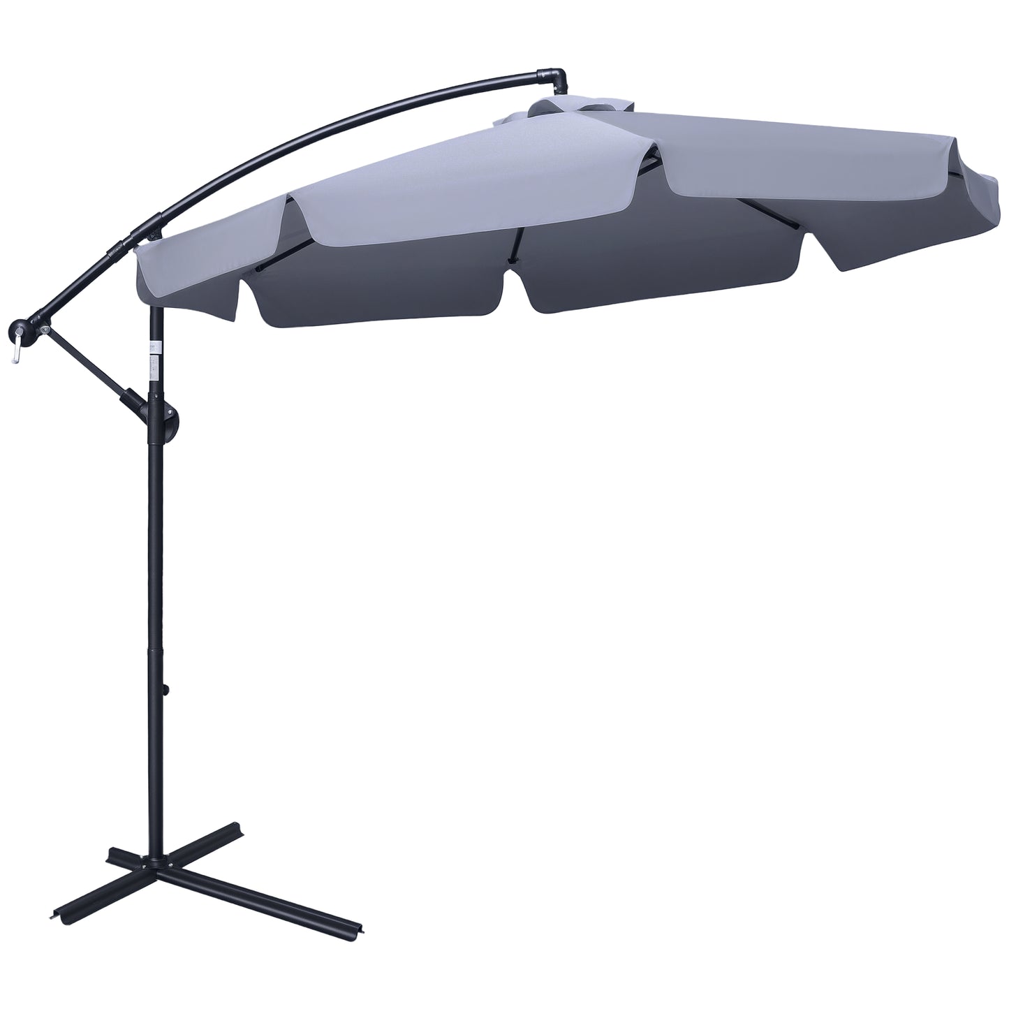 9FT Offset Hanging Patio Umbrella Cantilever Umbrella with Easy Tilt Adjustment, Cross Base and 8 Ribs for Backyard, Poo