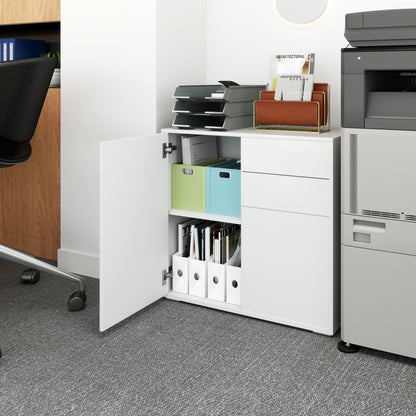 High Gloss Buffet Sideboard with 2 Drawers, 2 Doors and Adjustable Shelf, Kitchen Storage Cabinet with Push Open Design,