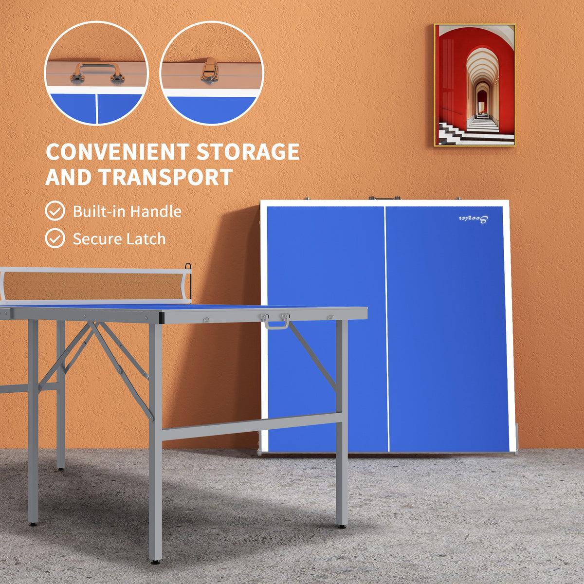 Soozier Portable Ping Pong Table Set, Table Tennis Table w/ Net, 2 Paddles, 3 Balls for Outdoor and Indoor, Easy Assembl