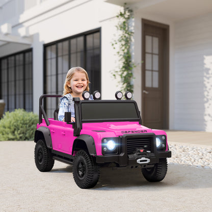 Qaba Land Rover Licensed Kids Ride on Truck with Remote Control, Spring Suspension, LED Lights, 3 Speed for Ages 3-5, Pi