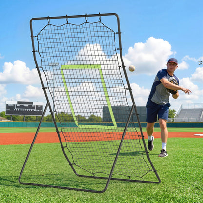 Soozier 4 x 5.7ft Volleyball Rebounder Net with Strike Zone, Baseball Lacrosse Training Net for Pitching and Fielding