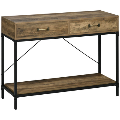 39" Vintage Console Table, Narrow Entryway Table with Drawers, Storage Shelf for Behind Couch, Living Room, Hallway, Bed