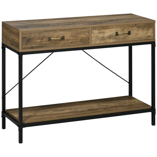 39" Vintage Console Table, Narrow Entryway Table with Drawers, Storage Shelf for Behind Couch, Living Room, Hallway, Bed