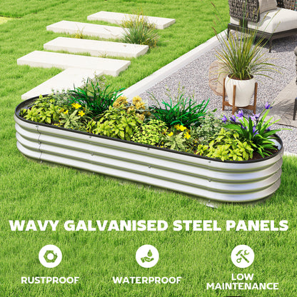 Galvanized Raised Garden Bed, 6 x 2 x 1 Modular Metal Garden Beds with Rubber Strip Edging, Heavy-Duty Outdoor Planter B