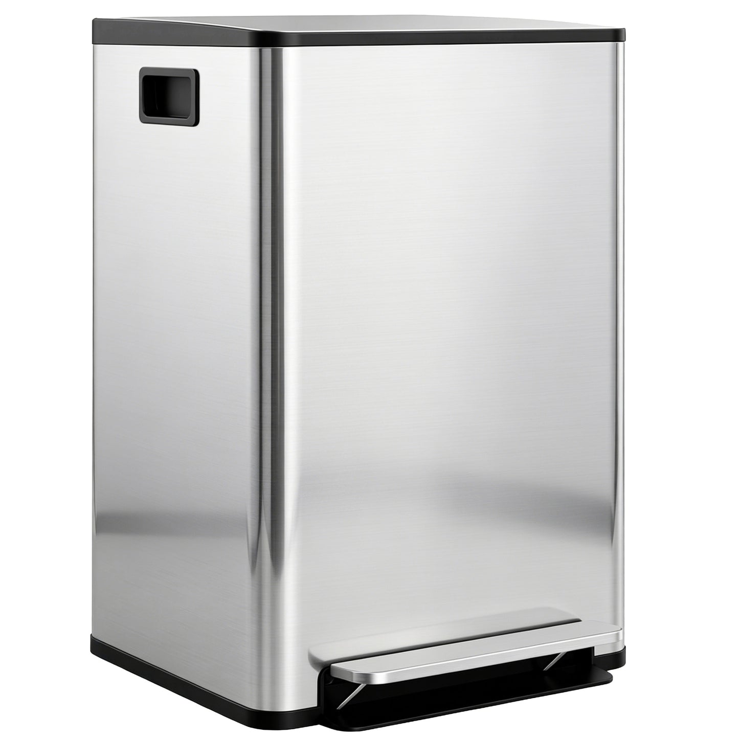 2 x 30L / 7.9 Gallon Dual Trash Can with Removable Inner Buckets and Handles for Kitchen, Office, Bathroom, Silver
