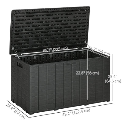 81 Gallon Garden Storage Box, Waterproof  Double Wall Storage Container with Wheels and Handles, Black