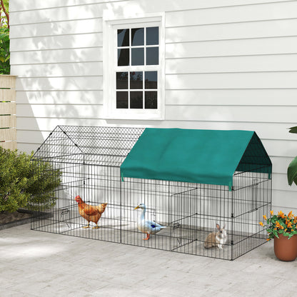 87" Small Animal Cage with Roof, Indoor/Outdoor Use,  for Chicken, Rabbits, Chinchillas, Green