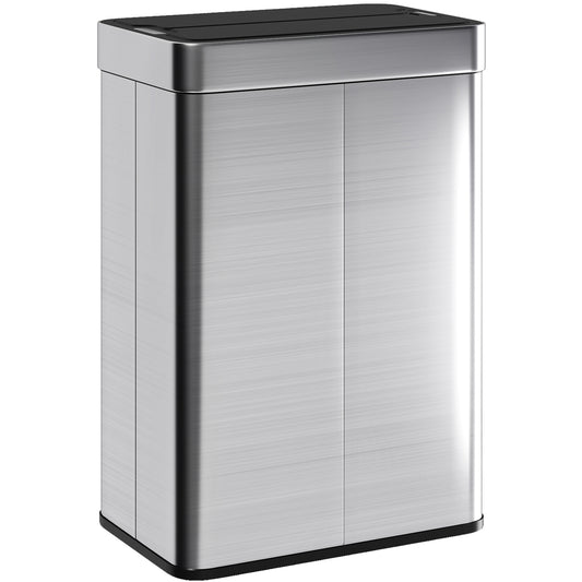 14.5 Gal (55 L) Sensor Can, Garbage Can with Soft-Close Butterfly Lid, Fingerprint-Proof Stainless Steel, Silver