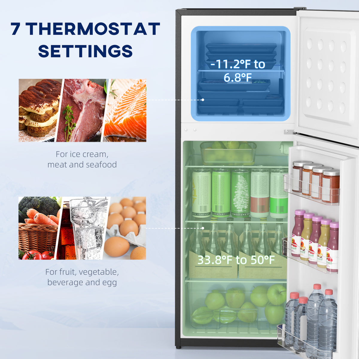 Double Door Mini Fridge with Freezer, 4.6 Cu.Ft Small Refrigerator with Thermostat, Shelves, Reversible Door, Silver