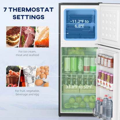 Double Door Mini Fridge with Freezer, 4.6 Cu.Ft Small Refrigerator with Thermostat, Shelves, Reversible Door, Silver