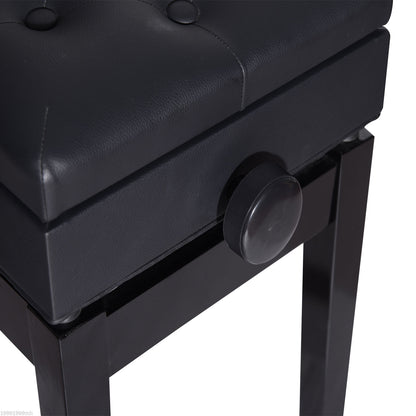 Adjustable Piano Bench with Storage and Soft PU Leather Padded, with Enough Music Storage Design, Black