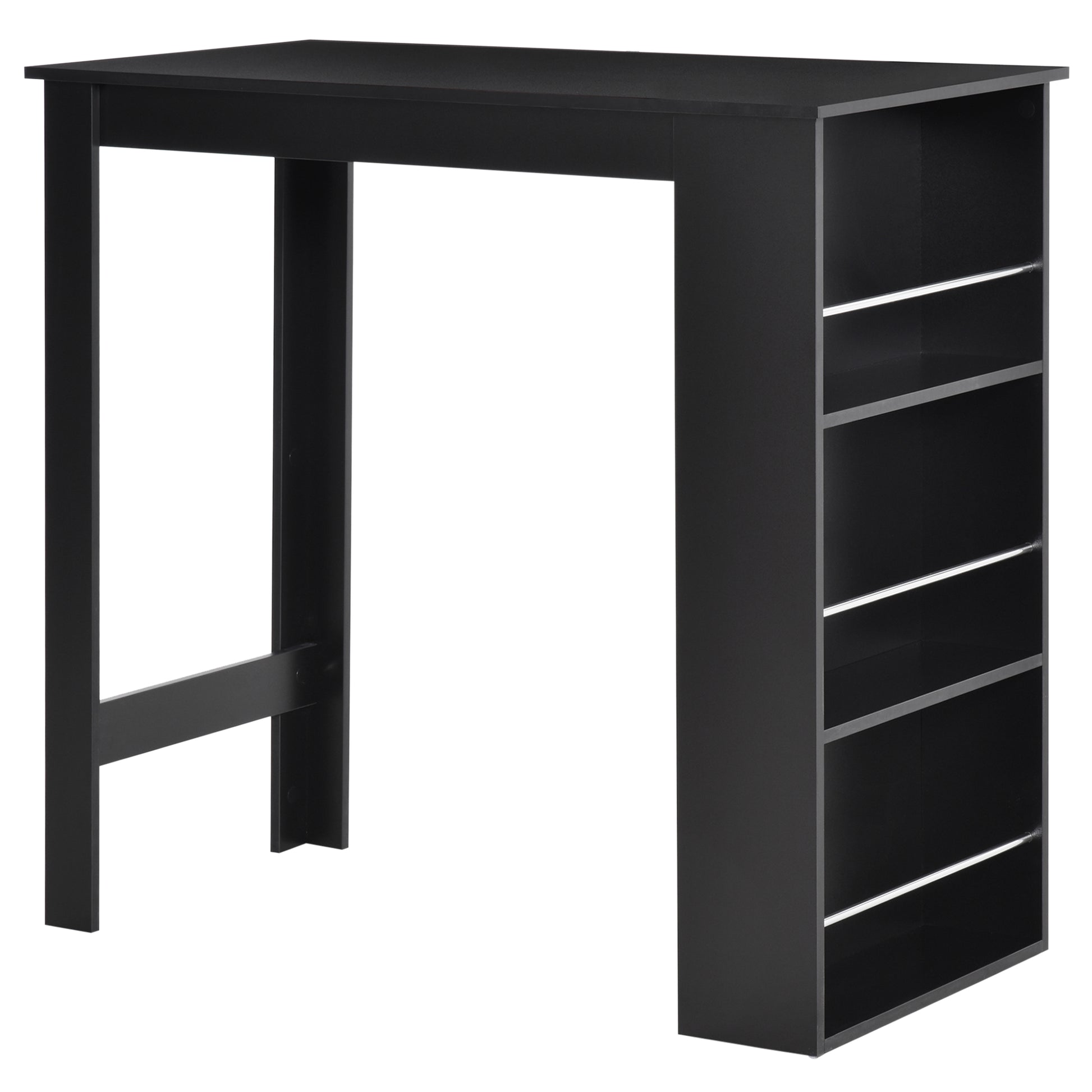 Bar Table Counter Height Dining Table with 3 Storage Shelves for Kitchen, Dining Room, Living Room, Black