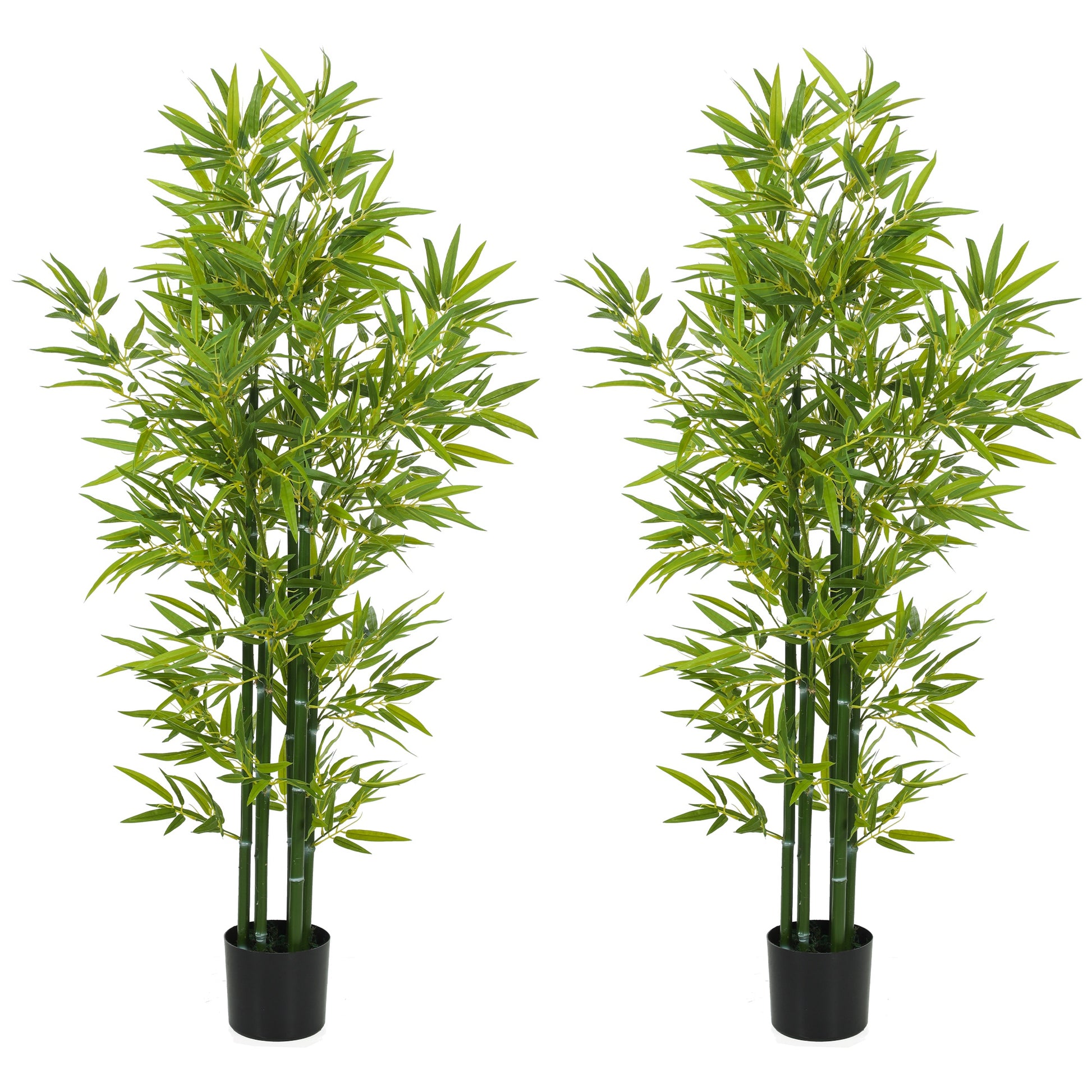 5FT Artificial Bamboo Tree, Faux Decorative Plant in Nursery Pot for Indoor Decor, Set of 2