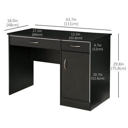 Computer Desk with Storage Drawers, Study Writing Table with Cabinet Adjustable Shelf for Home Office Workstation Bedroo