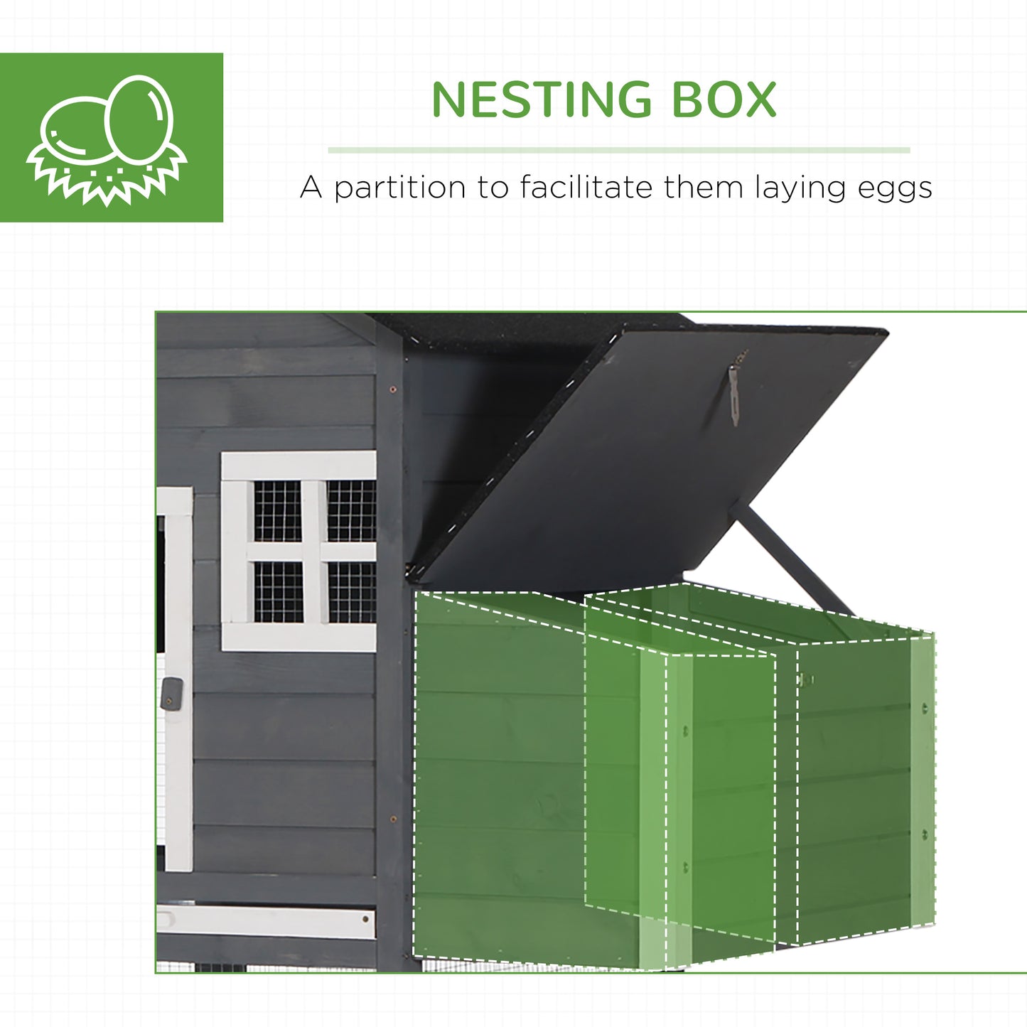 82" Chicken Coop Wooden Hen House Rabbit Hutch Poultry Cage Pen Outdoor Backyard with Nesting Box and Run, Grey