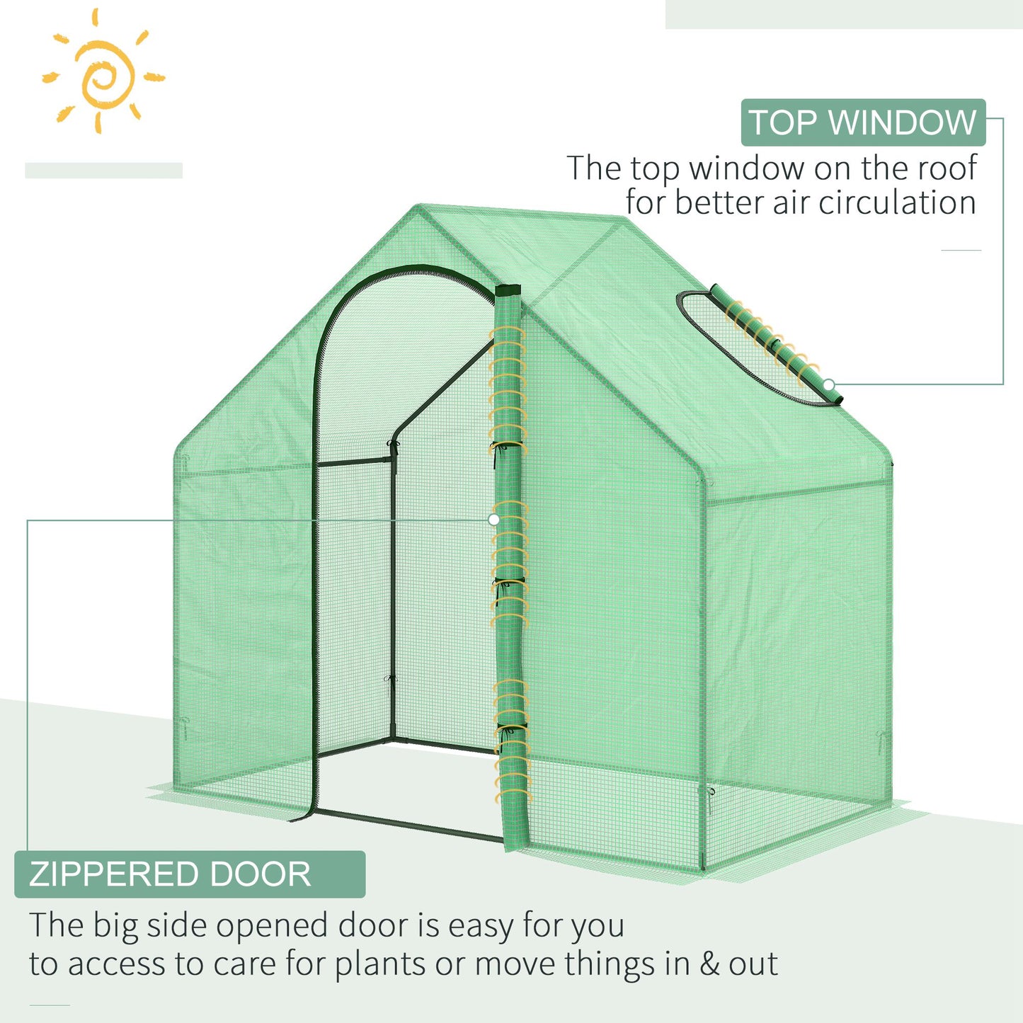 6 x 3.3 x 5.5ft Walk-in Garden Greenhouse with Door & Top Window, Portable Mini Greenhouse for Plants Flowers Herbs Toma