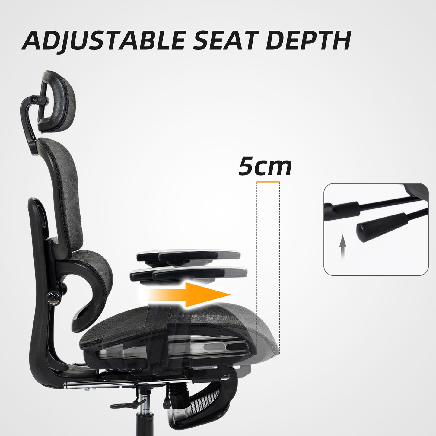 Mesh Office Chair with 3D Armrest, High Back Desk Chair with Lumbar Support, 135° Reclining, Adjustable Headrest, Black
