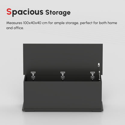 39.5" Storage Chest with 2 Safety Hinges, Storage Box Organizer with Flip-Top Lid, Entryway Storage Bench, Black
