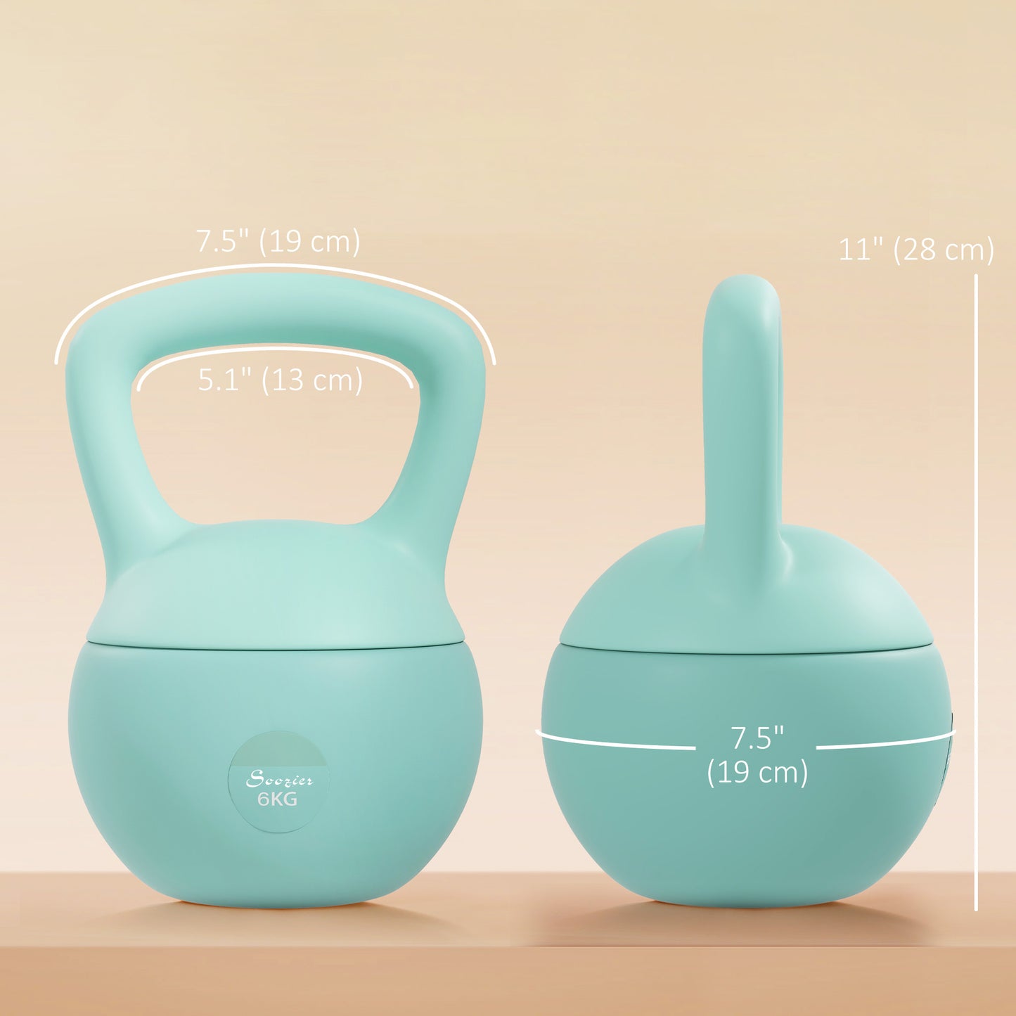 Soozier 13 lb Soft Kettlebell, Sand Filled Weight w/ Grip Handle, Kettlebell Weight for Full Body Workout, Green