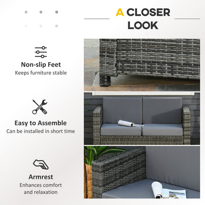 2 Seat Patio Loveseat Deluxe Wicker Sofa Chair Outdoor Rattan Furniture Couch All Weather with Cushion for Balcony, Deck