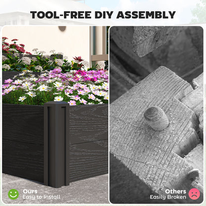 Vinyl Raised Garden Bed Kit, 3-Tier Elevated Garden Box with Open Bottom, DIY Assembly, Outdoor Raised Planter Box