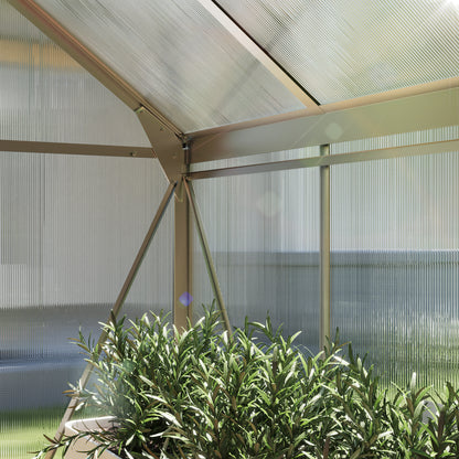 6' x 6' x 6.6' Polycarbonate Greenhouse, Walk-In Green House Kit Garden, Plants Grow, Galvanized Sheet Aluminum Frame wi