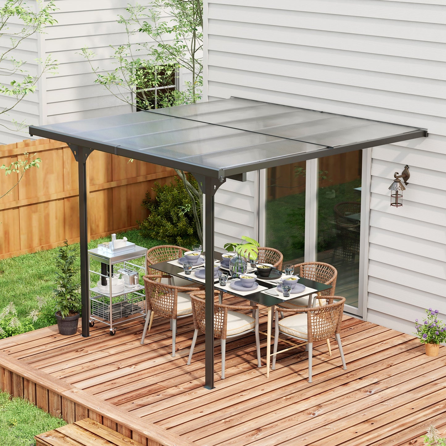 10' x 10' Outdoor Hardtop Pergola Gazebo with Adjustable Height, Aluminum Pergola with Polycarbonate Roof, UV Protection