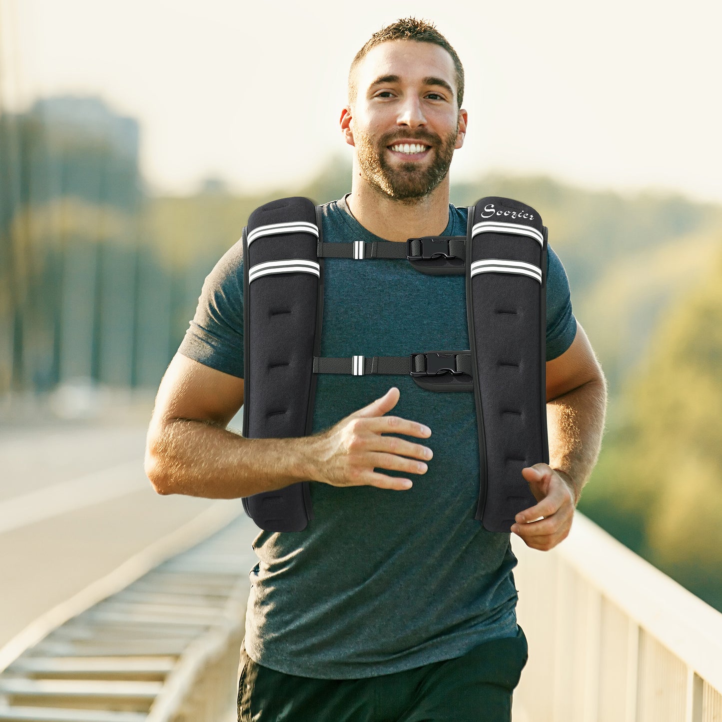 Soozier 11 lbs Weighted Vest, Weight Vest with adjustable Straps, Convenient Pocket and Reflective Strips, Fit for Men W
