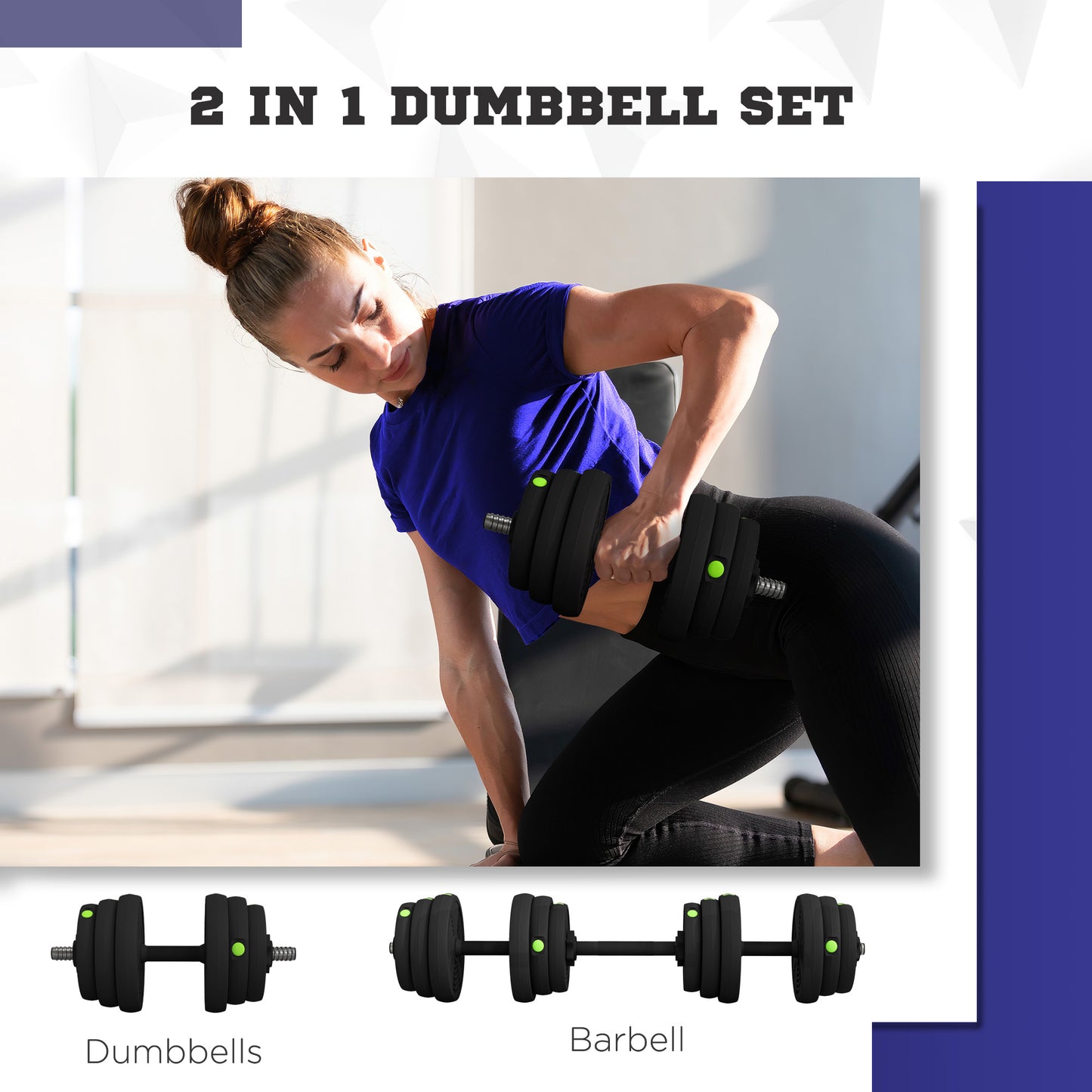 Soozier 55LBS 2-in-1 Adjustable Barbell & Dumbbells Set, Weights Set with Non-slip Handles for Men and Women Home Gym Tr