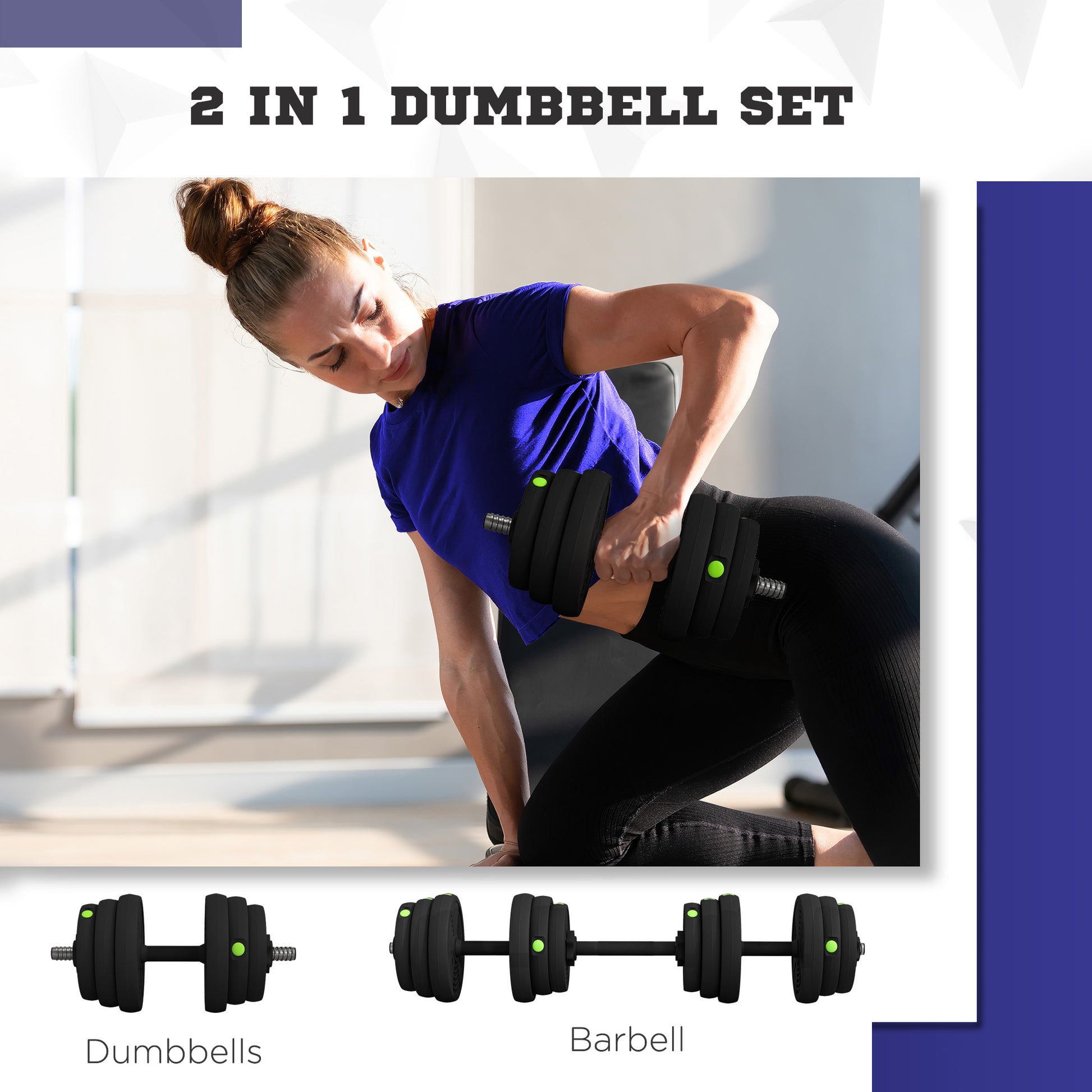 Soozier 55LBS 2-in-1 Adjustable Barbell & Dumbbells Set, Weights Set with Non-slip Handles for Men and Women Home Gym Tr