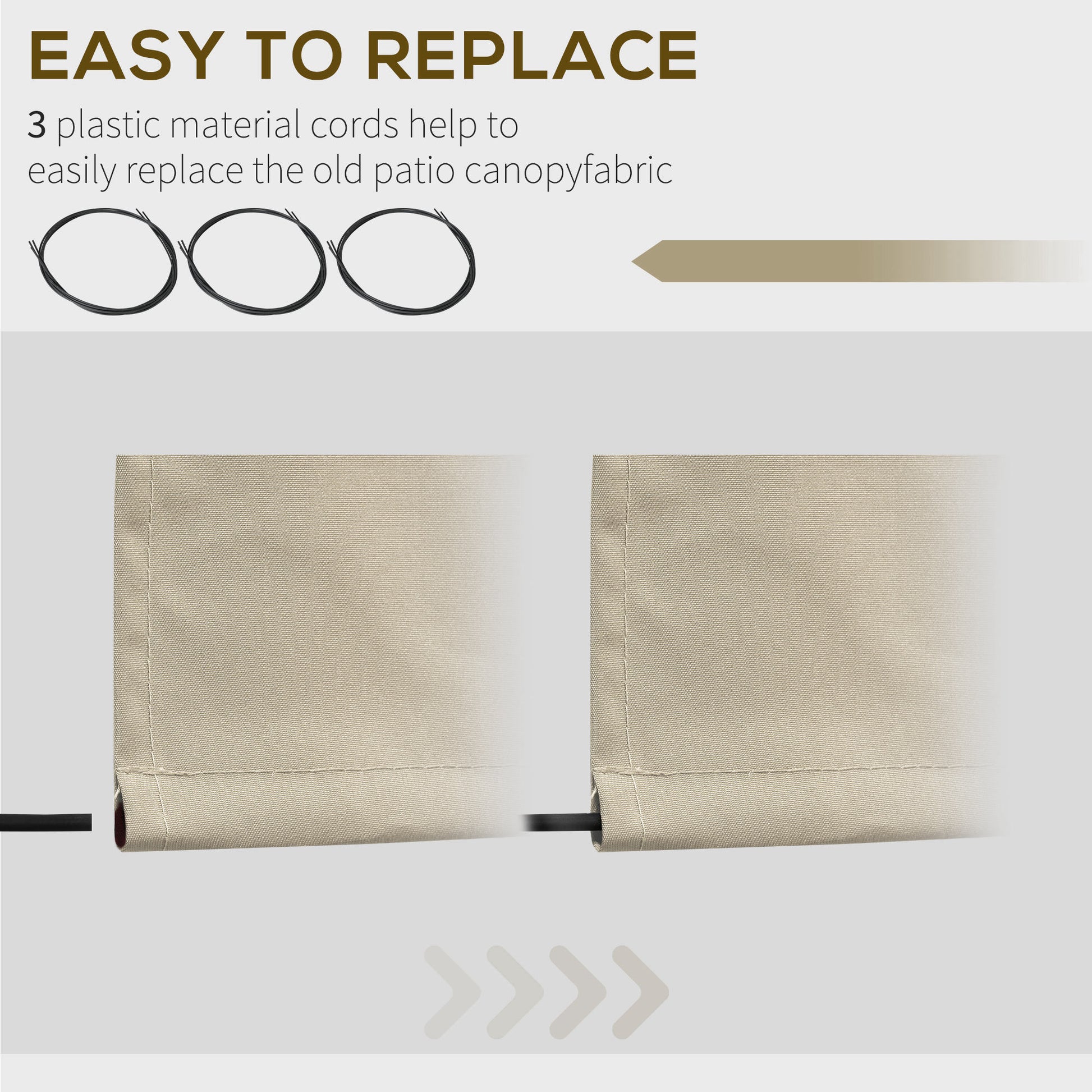 9' x 8' Outdoor Sunshade Canopy Awning Cover, Retractable Awning Fabric Replacement, UV Protection, Beige