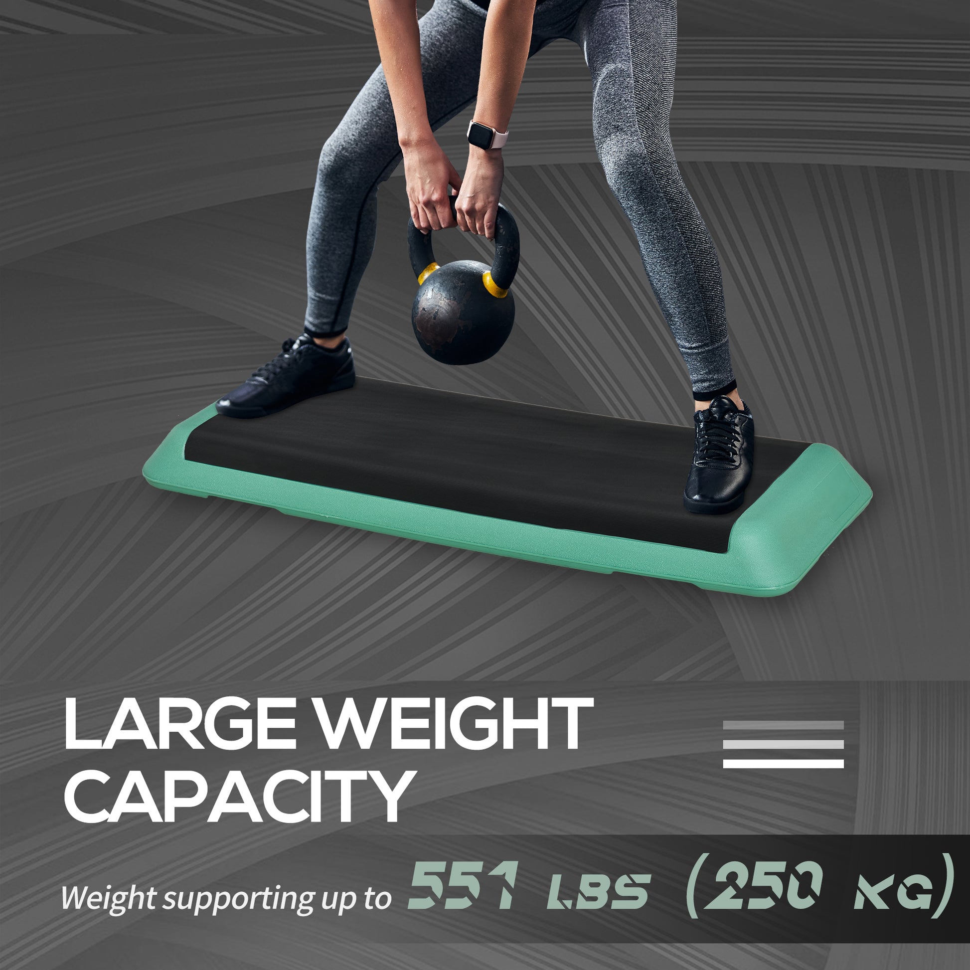 Soozier 43" Adjustable Aerobic Platform Stepper 3 Level with Risers 4” 6” 8” Cardio Fitness Trainer Workout Step Home Gy