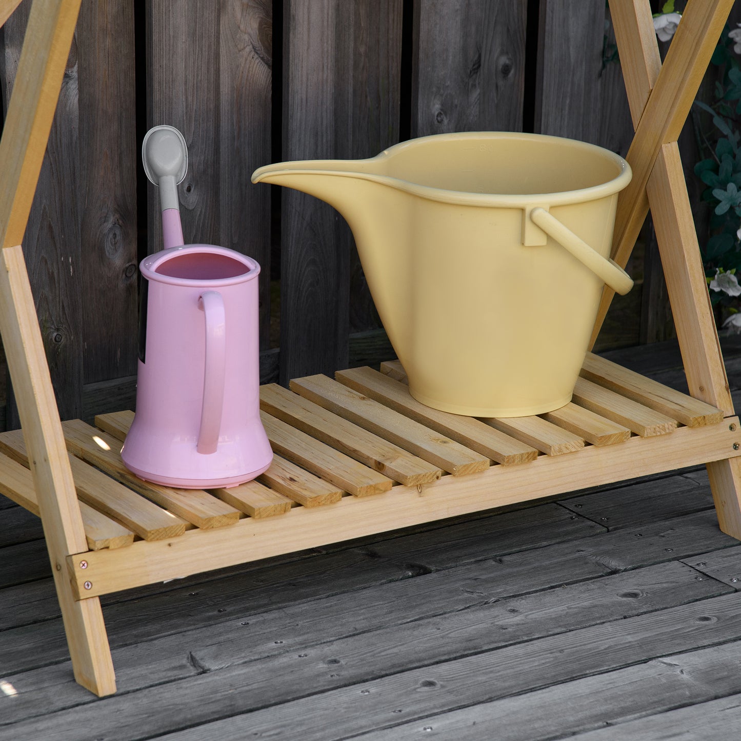 Garden Potting Bench Table, Wooden Work Station, Outdoor Planting Workbench w/ Galvanized Metal Tabletop and Storage She