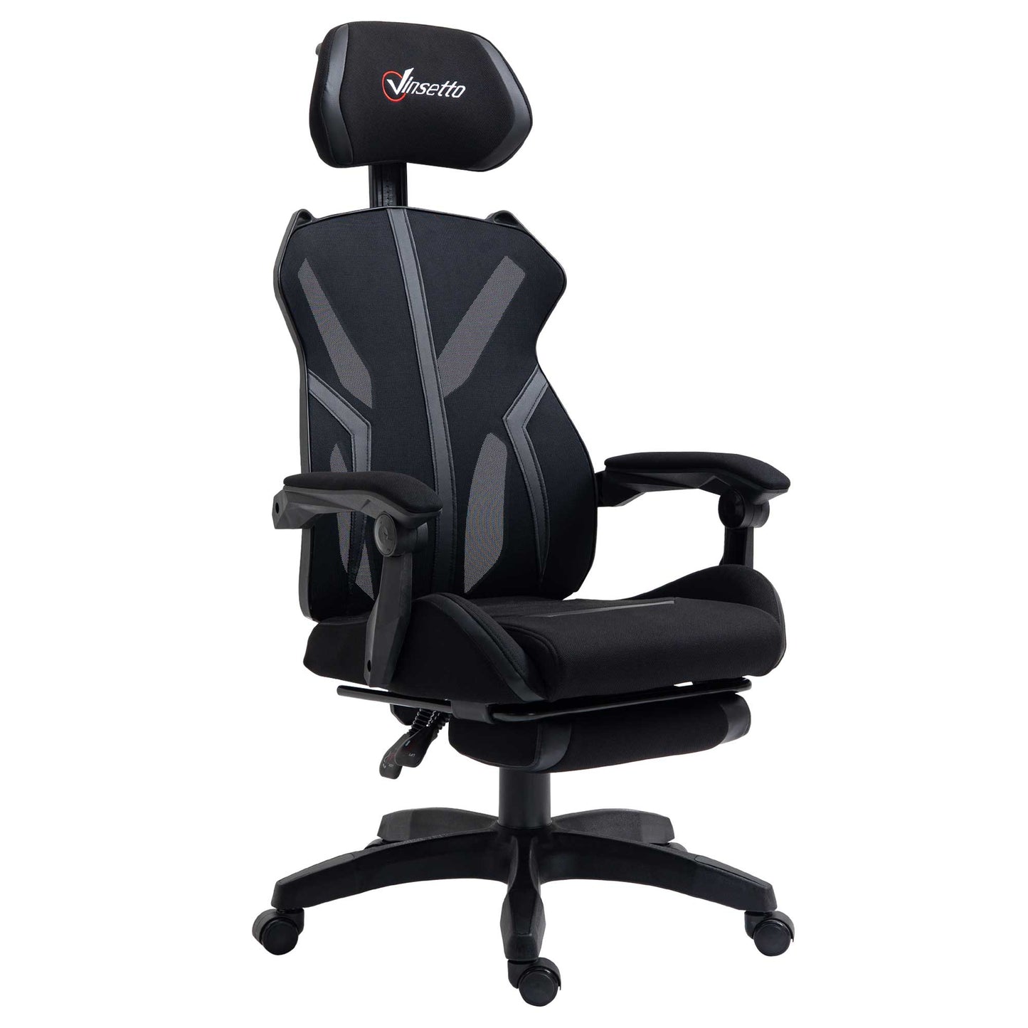 Gaming Chair, Ergonomic Computer Chair with Footrest, Headrest, Recliner Swivel Seat with Adjustable Height, Black