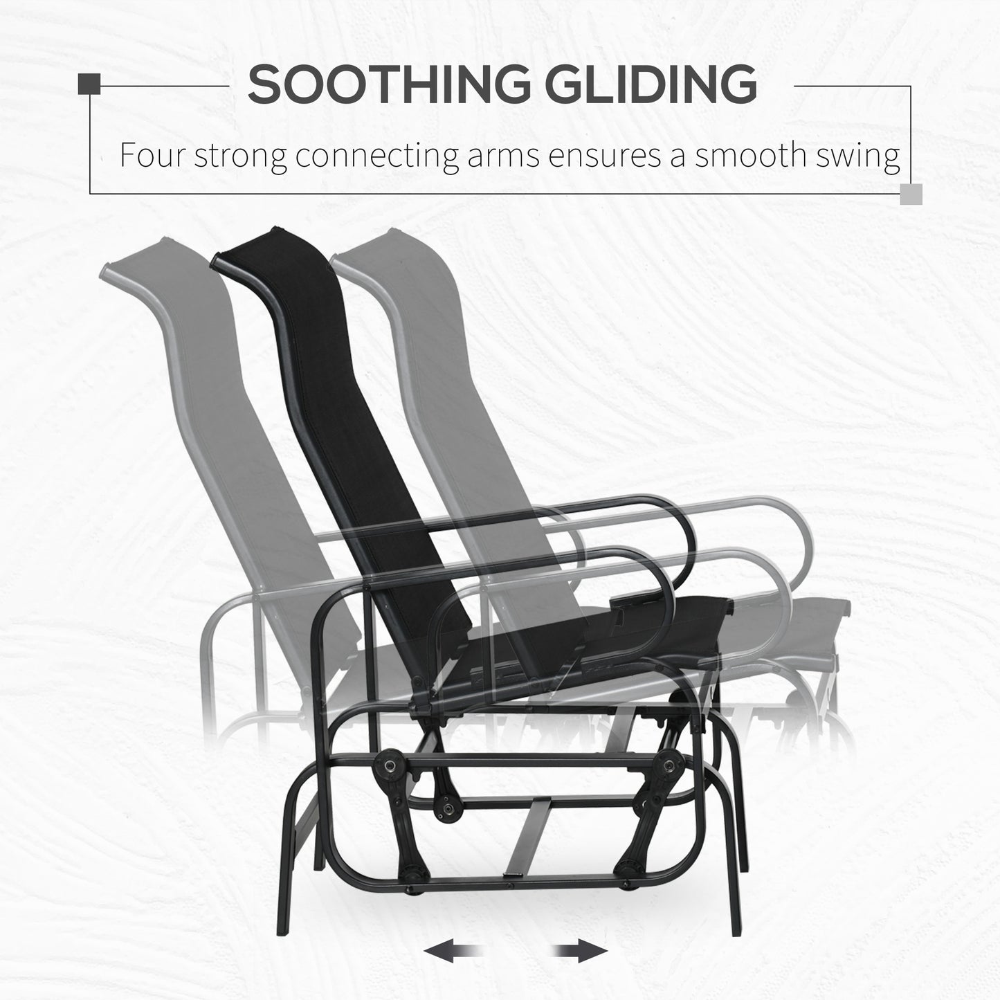 Patio Glider with Breathable Mesh Fabric, Outdoor Glider Chair, Garden Rocking Gliding Seat for Patio, Yard, Porch, Blac