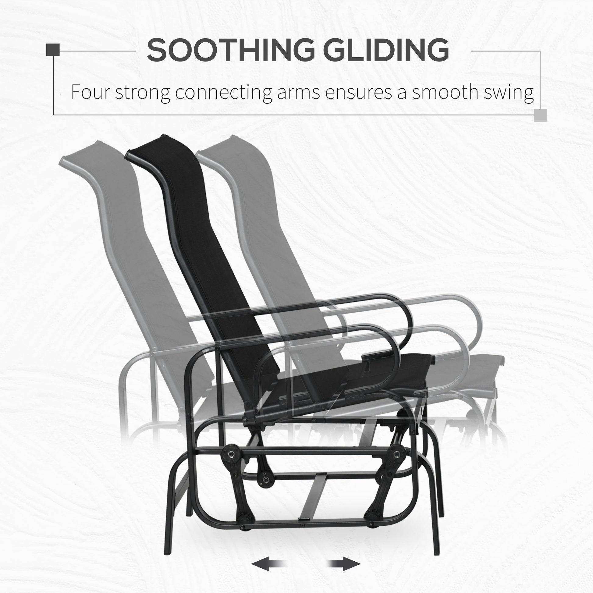 Patio Glider with Breathable Mesh Fabric, Outdoor Glider Chair, Garden Rocking Gliding Seat for Patio, Yard, Porch, Blac