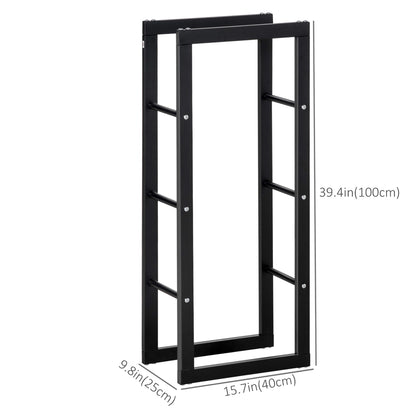15.7" x 9.8" x 39.4" Firewood Rack Outdoor, Log Holder Fireplace Storage Rack with Handles and 220 lbs. Weight Capacity,