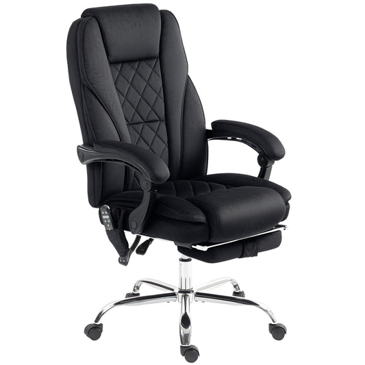 Massage Office Chair, Reclining Computer Chair with Adjustable Height and Footrest, Black