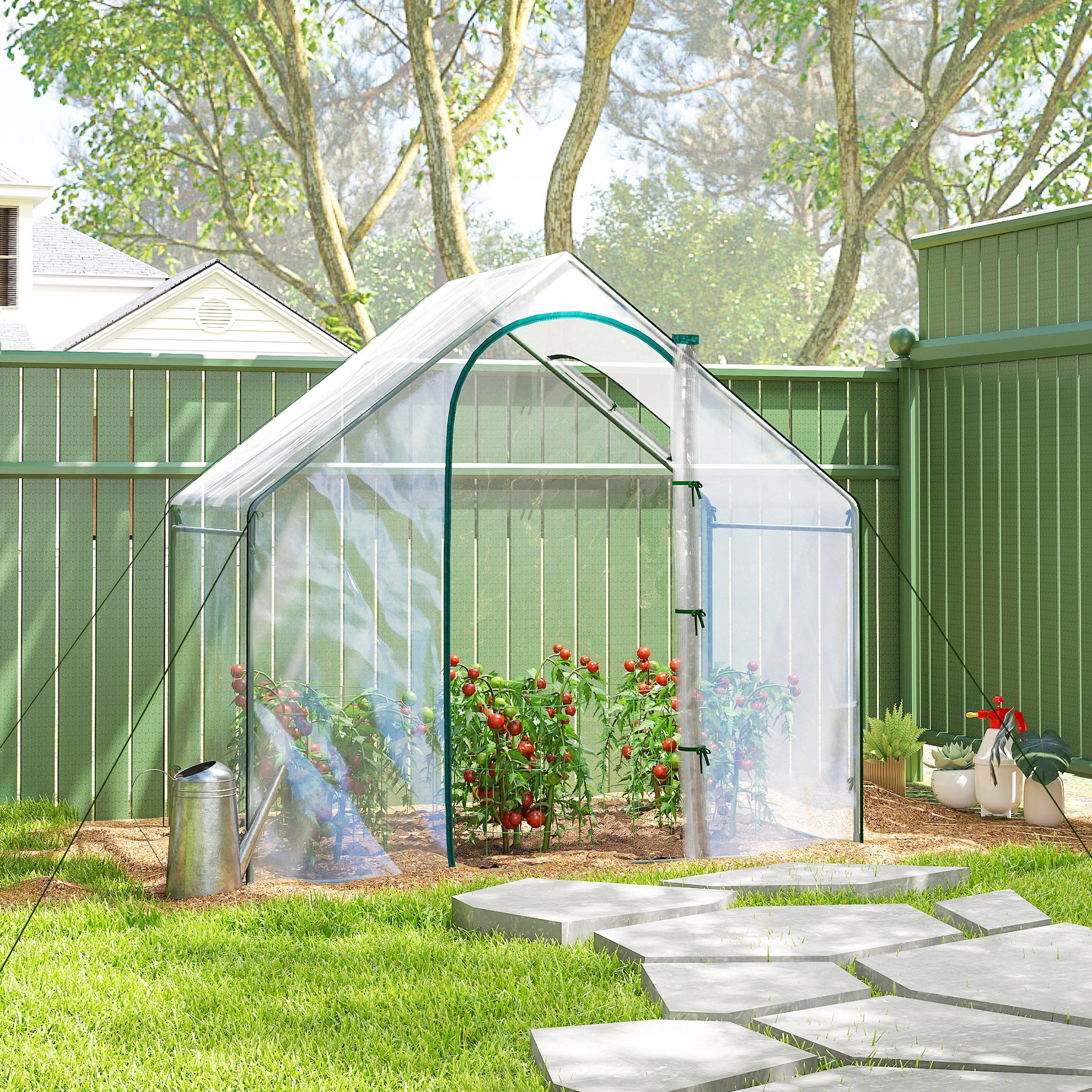 6'x3.3'x5.5' Walk-in Garden Greenhouse with Door and Window, Portable Mini Greenhouse for Plants Flowers Herbs, Steel Ou